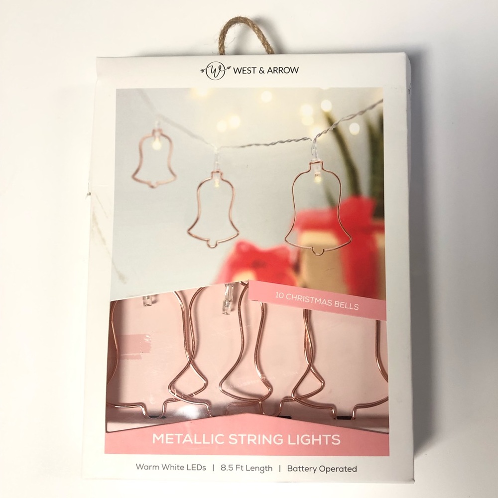 West & Arrow Xmas Bells Metallic String Lights